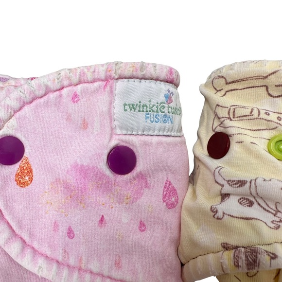 Twinkie Tush Cloth Diaper Bundle Fabric Diaper Baby Adjustable Pink Yellow - Picture 6 of 14